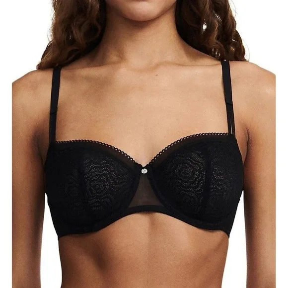 NWT Chantelle 36DDDD C Jolie Demi Bra 13B5 Black 126562